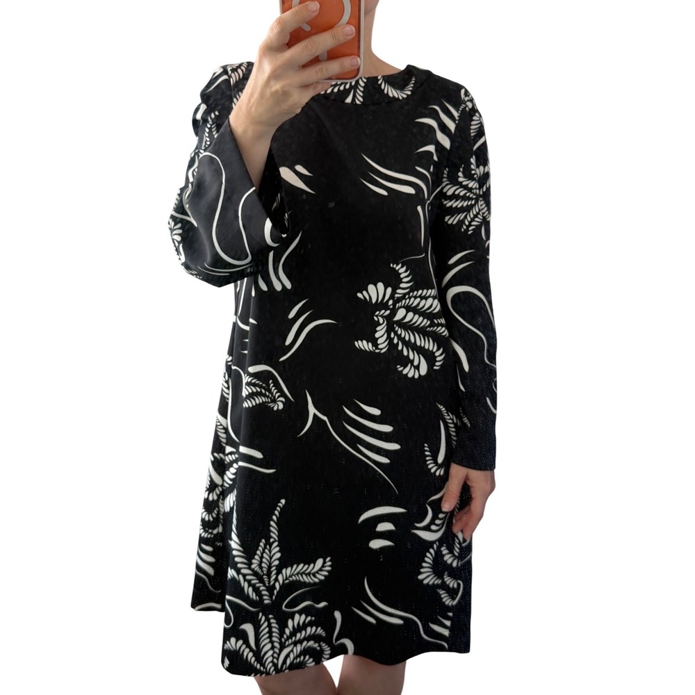 Marella Art 365‎ Cappa Dress Black White Abstract Print US 6 IT 42 NWT $400